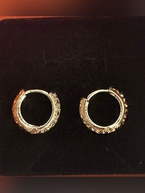 Gold Textured Huggie Earrings - Women's Jewelry